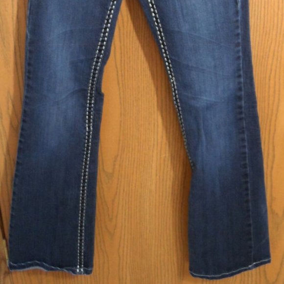 LA IDOL Jeans Sz 1 28x31 Flap pocket Bling Dark wash denim Designer Jr. pants - Picture 7 of 10